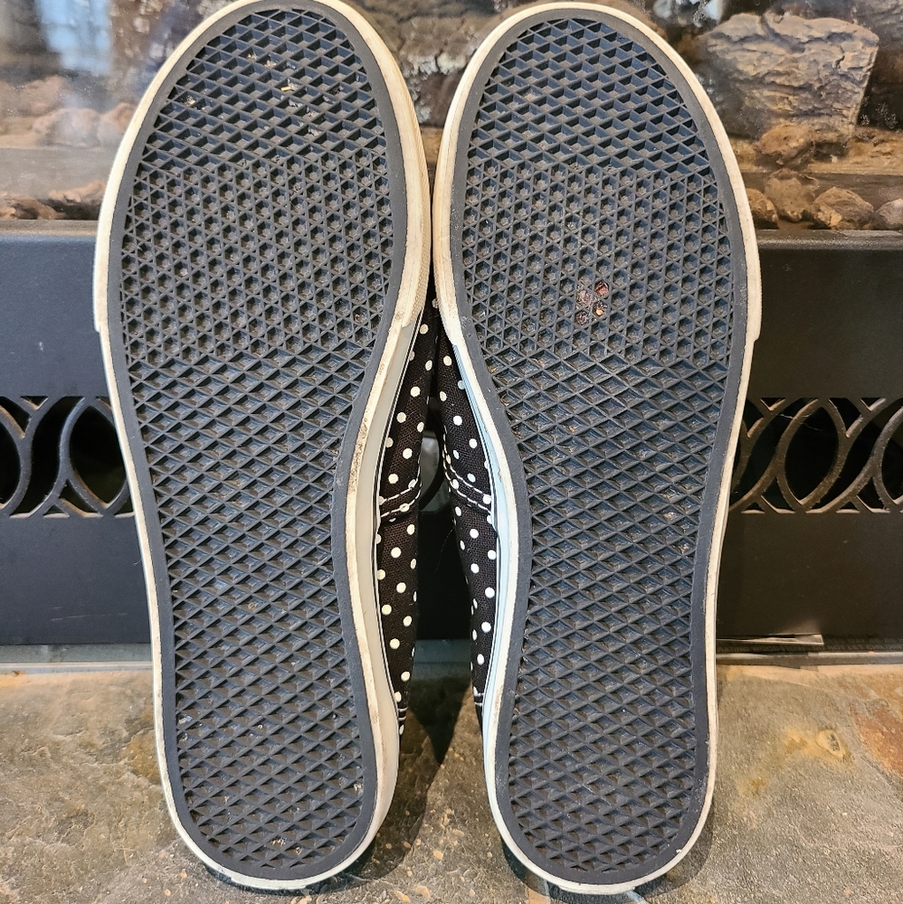 Vans Limited Edition Black and White Polka Dot Lace-up slide on Sneakers 6.5 - Picture 2 of 5